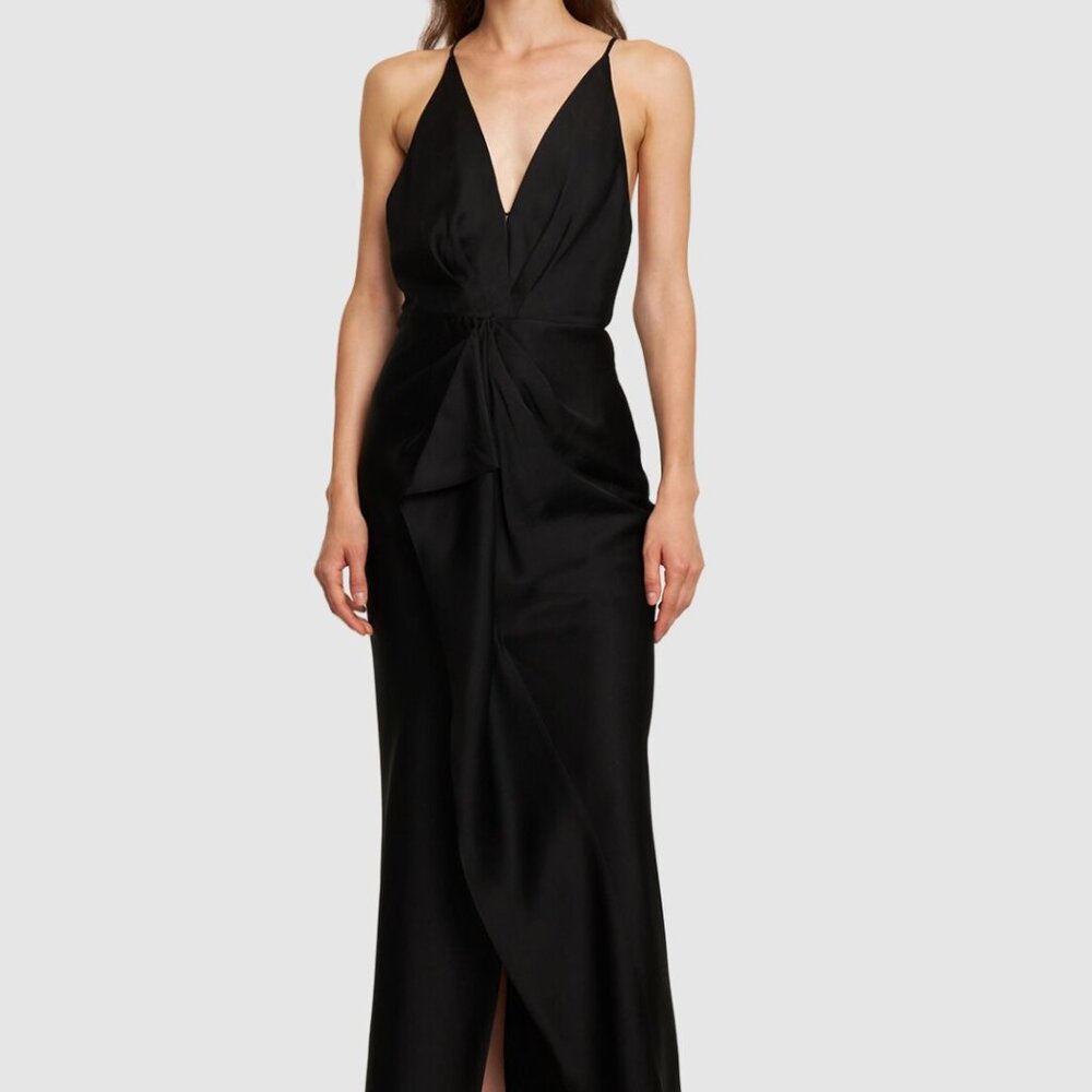 SIMKAI GIANNA SILK BLACK DRESS - SIZE 0